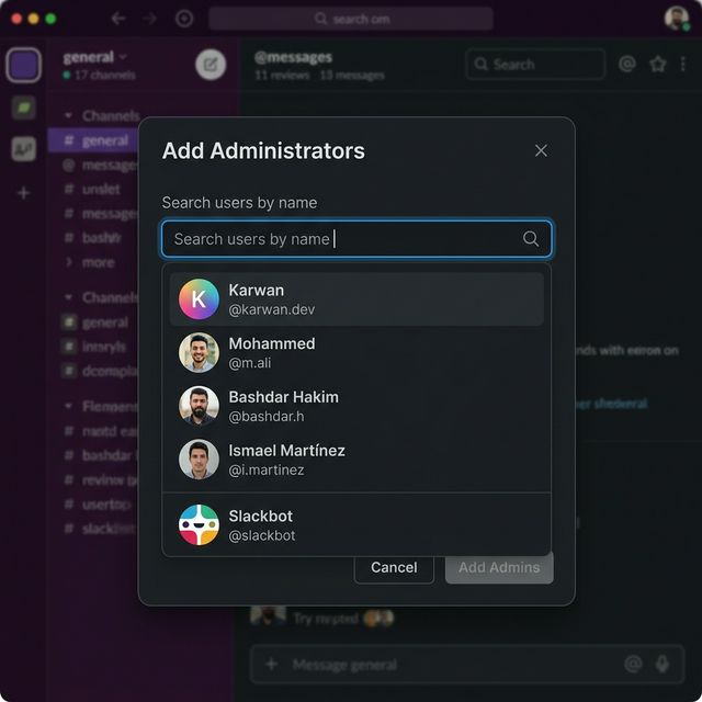 Search and add administrators